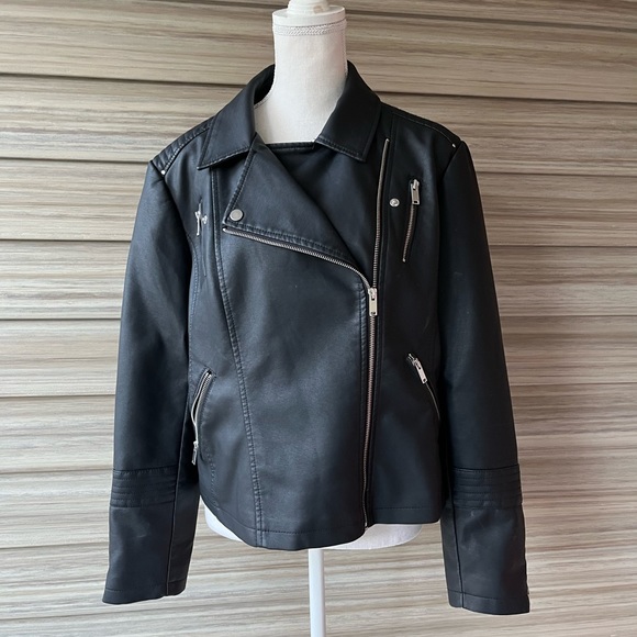 Fahsyee Woman’s Black Faux Leather Moto/Biker Jacket - Size XL - New With Tags - Picture 2 of 9
